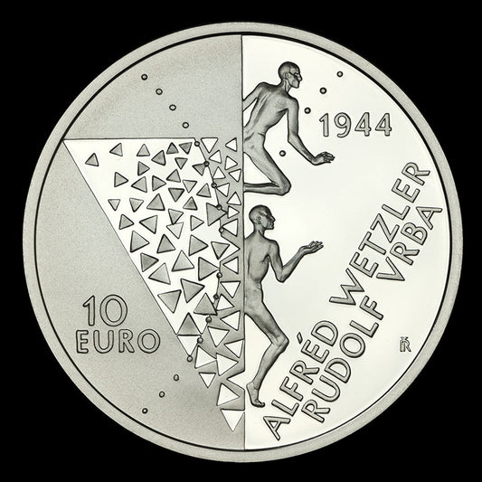 10 EURO/2024 - Podania Správy o nacistických vyhladzovacích táboroch Auschwitz a Birkenau Alfrédom Wetzlerom a Rudolfom Vrbom - 80. výročie - BK